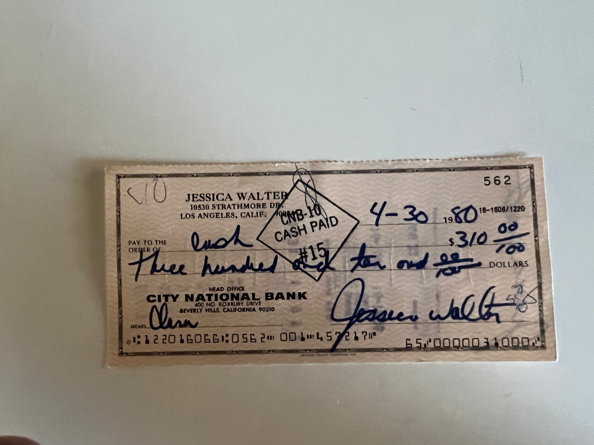 Jessica Walter signed check