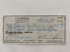 Walter Cunningham signed check