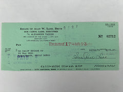 Sue Carol Ladd signed check