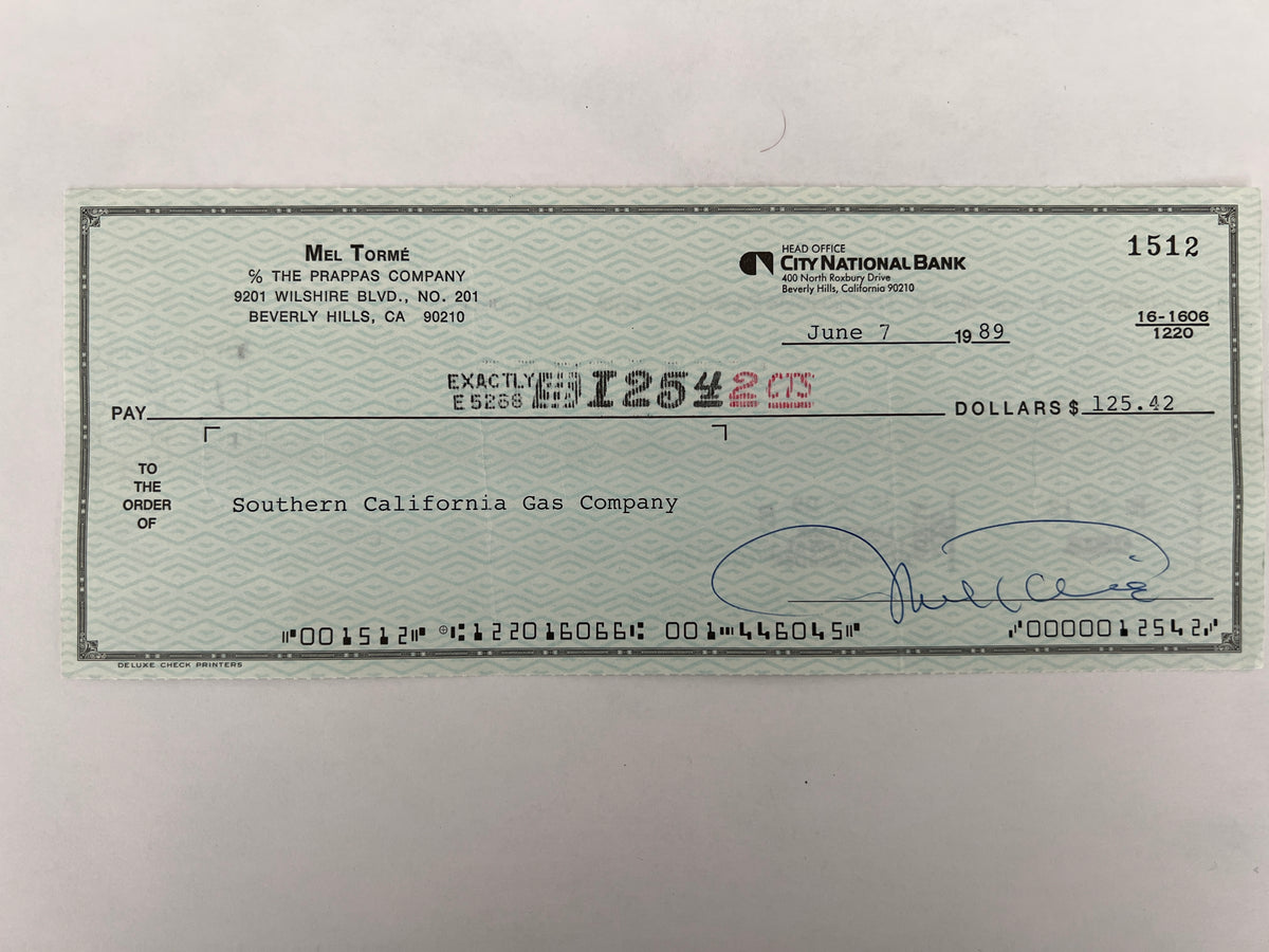 Mel Torme signed check
