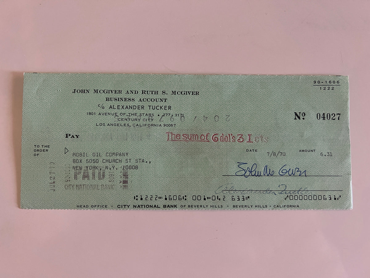 John McGivern signed check