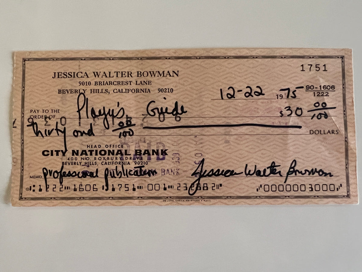 Jessica Walter signed check