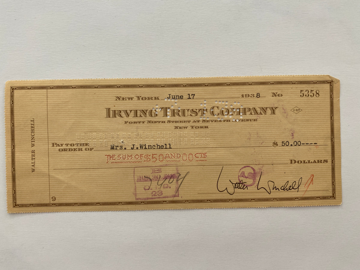 Walter Winchell signed check