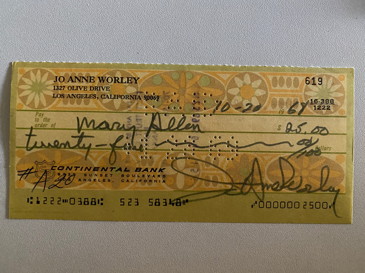 JoAnne  Worley signed check