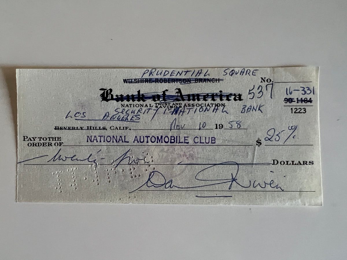 David Niven signed check