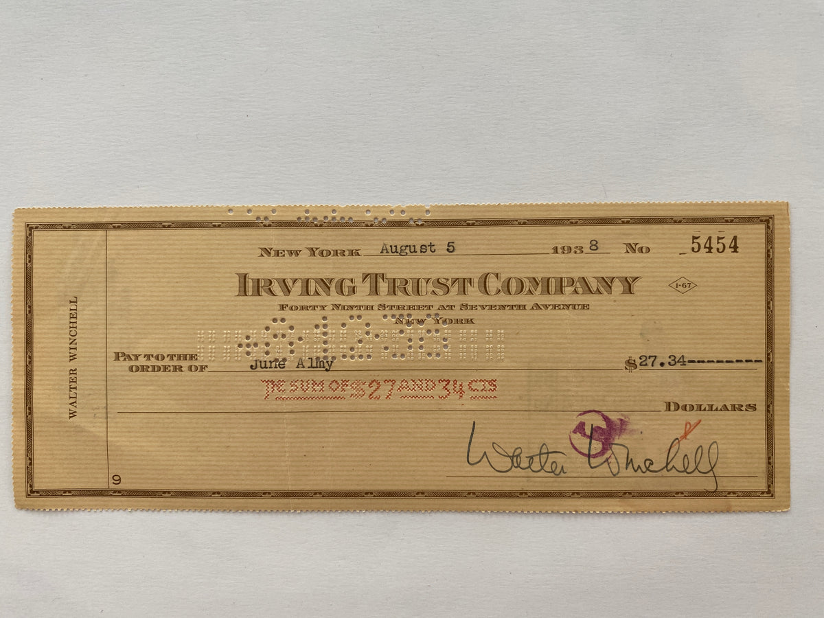 Walter Winchell signed check