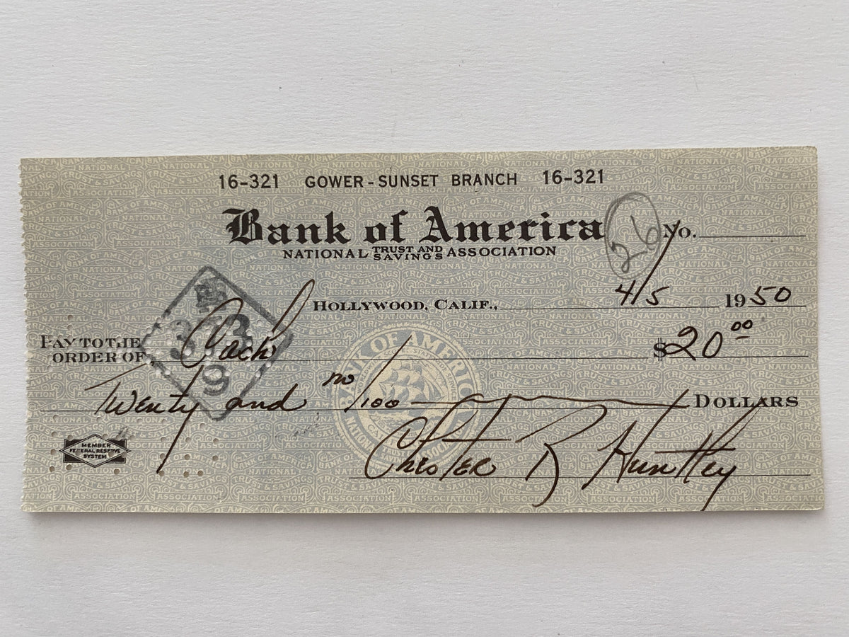 Chester Huntley signed check