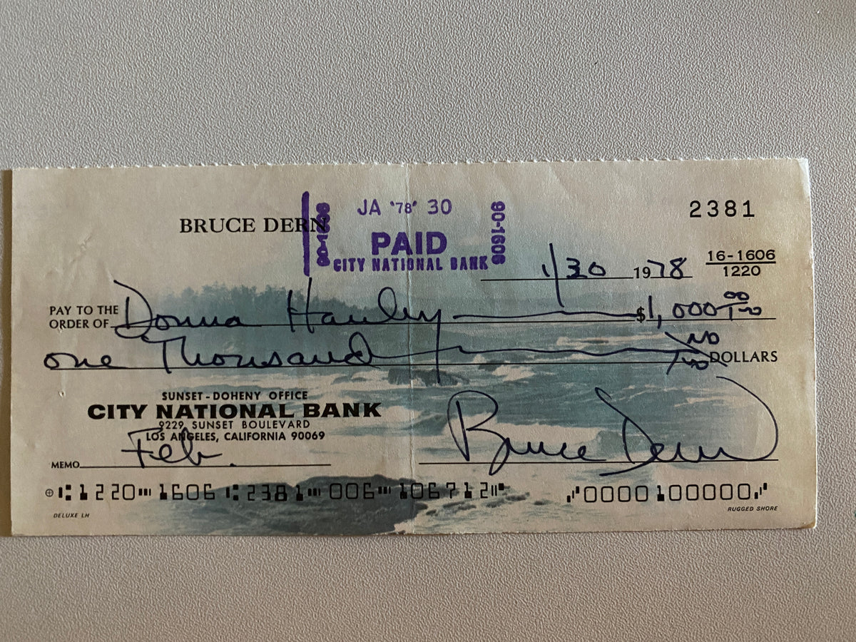 Bruce Dern signed check