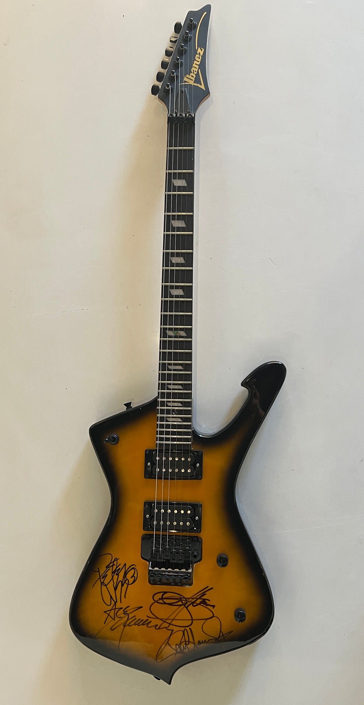 Rare Kiss band signed guitar