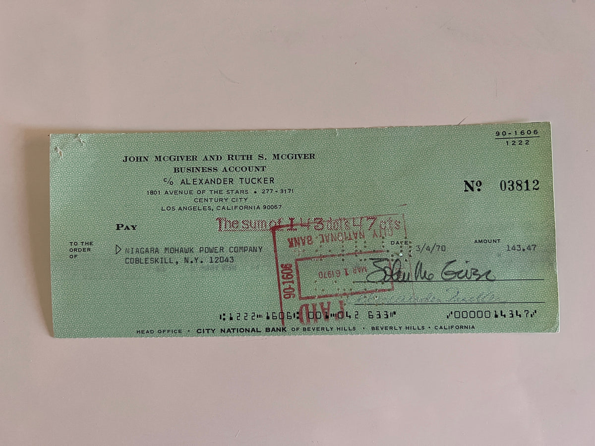 John McGivern signed check