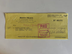 Zeppo Marx signed check
