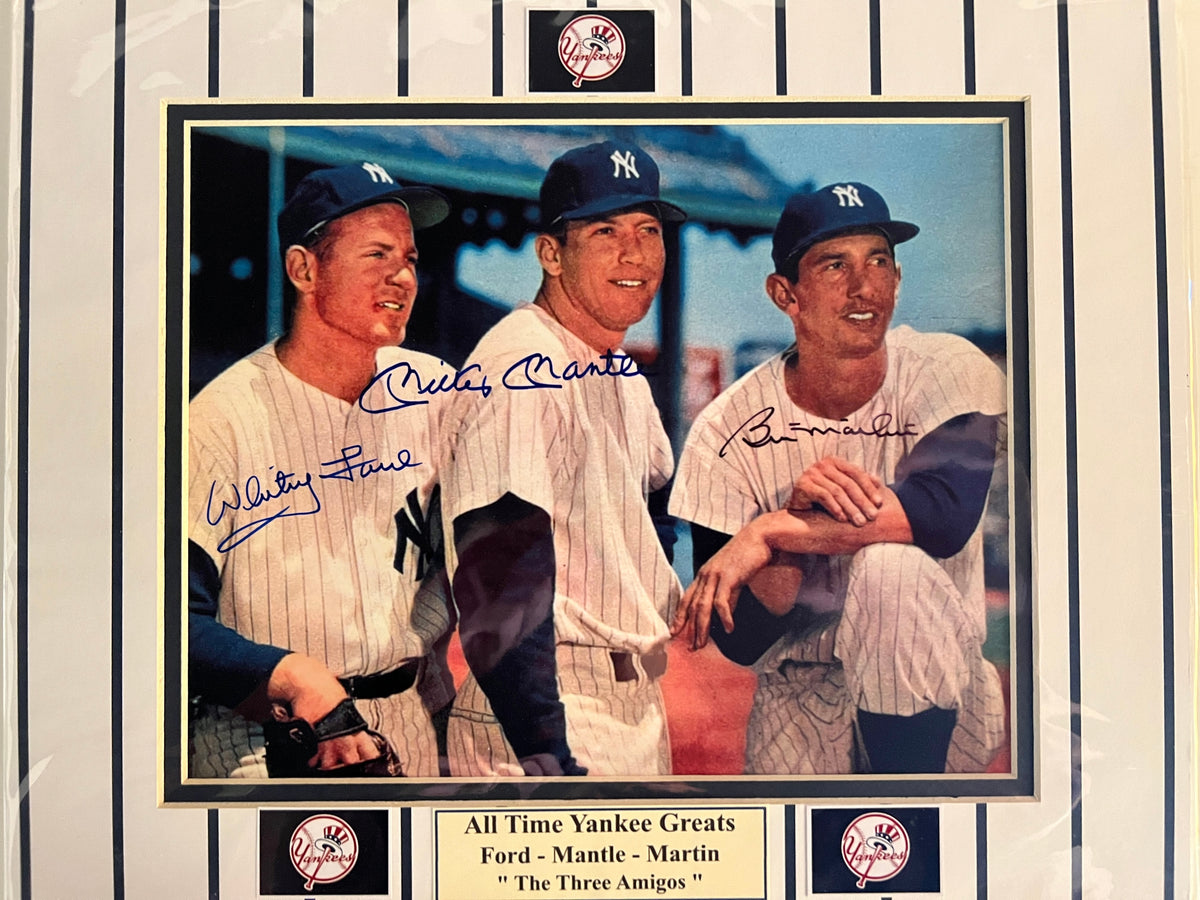 Whitey Ford, Mickey Mantle and Billy Martin signed photo
