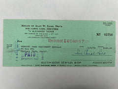 Sue Carol Ladd signed check