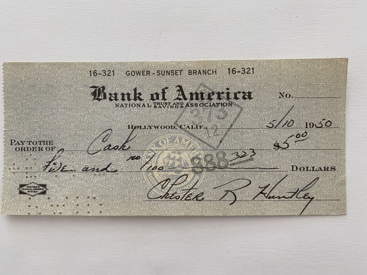 Chester Huntley signed check