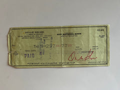Dinah Shore signed check