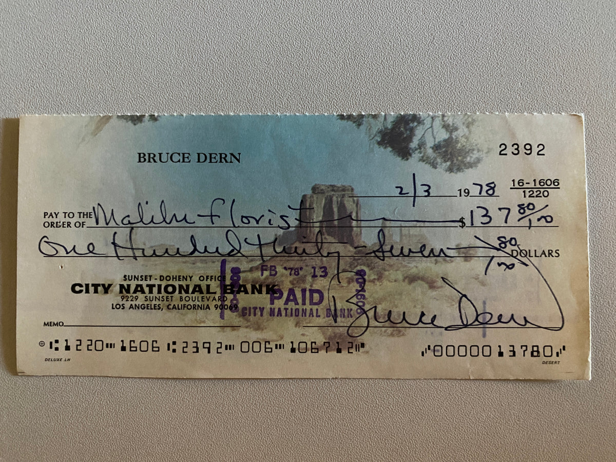 Bruce Dern signed check