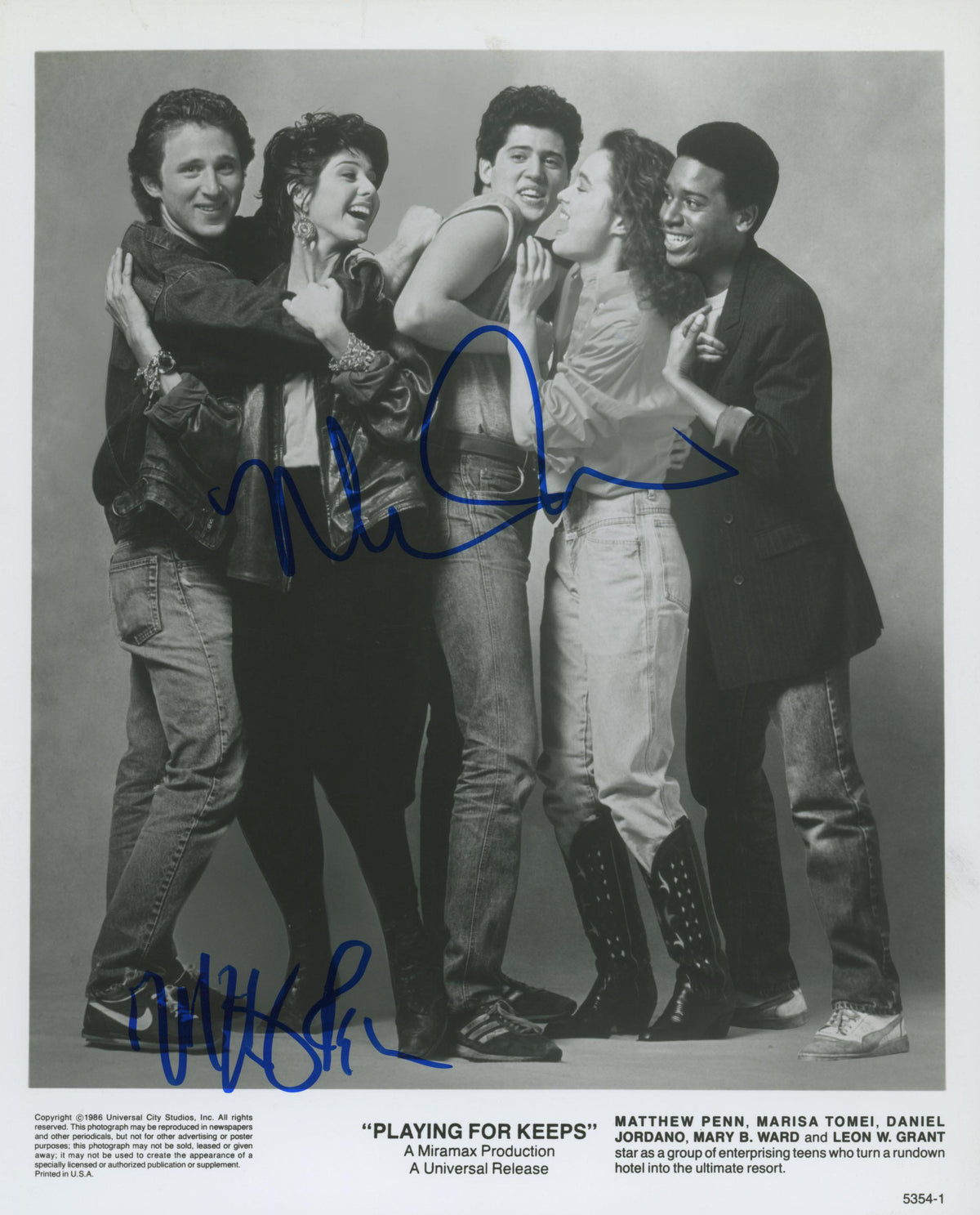 Matthew Penn and Marisa Tomei signed "Playing for Keeps" movie photo