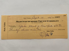 Rudy Vallee signed check