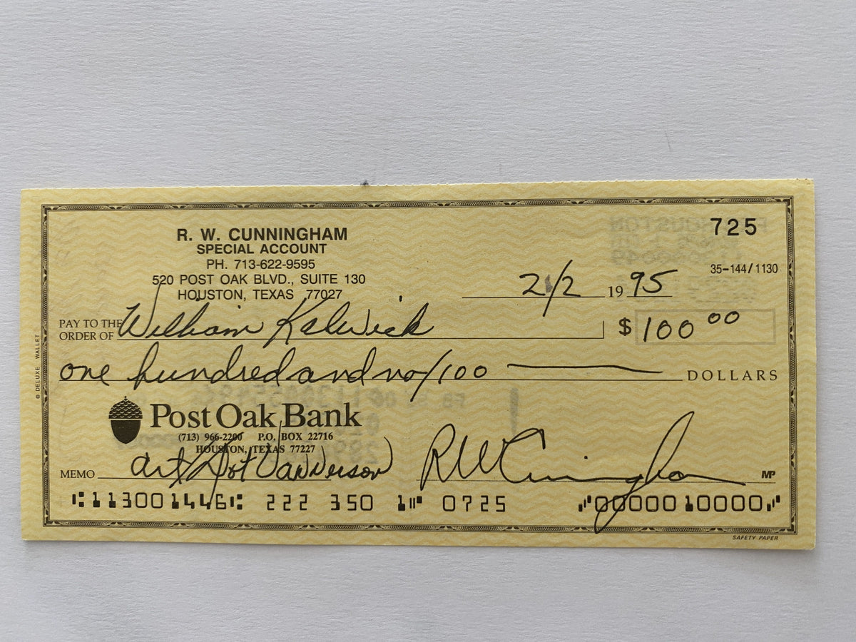 Walter Cunningham signed check