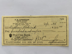 Walter Cunningham signed check