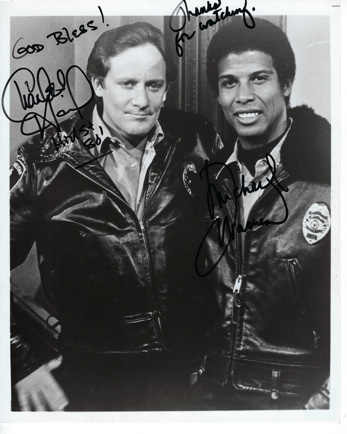 Hill Street Blues Charles Haid and Michael Warren Signed Photo