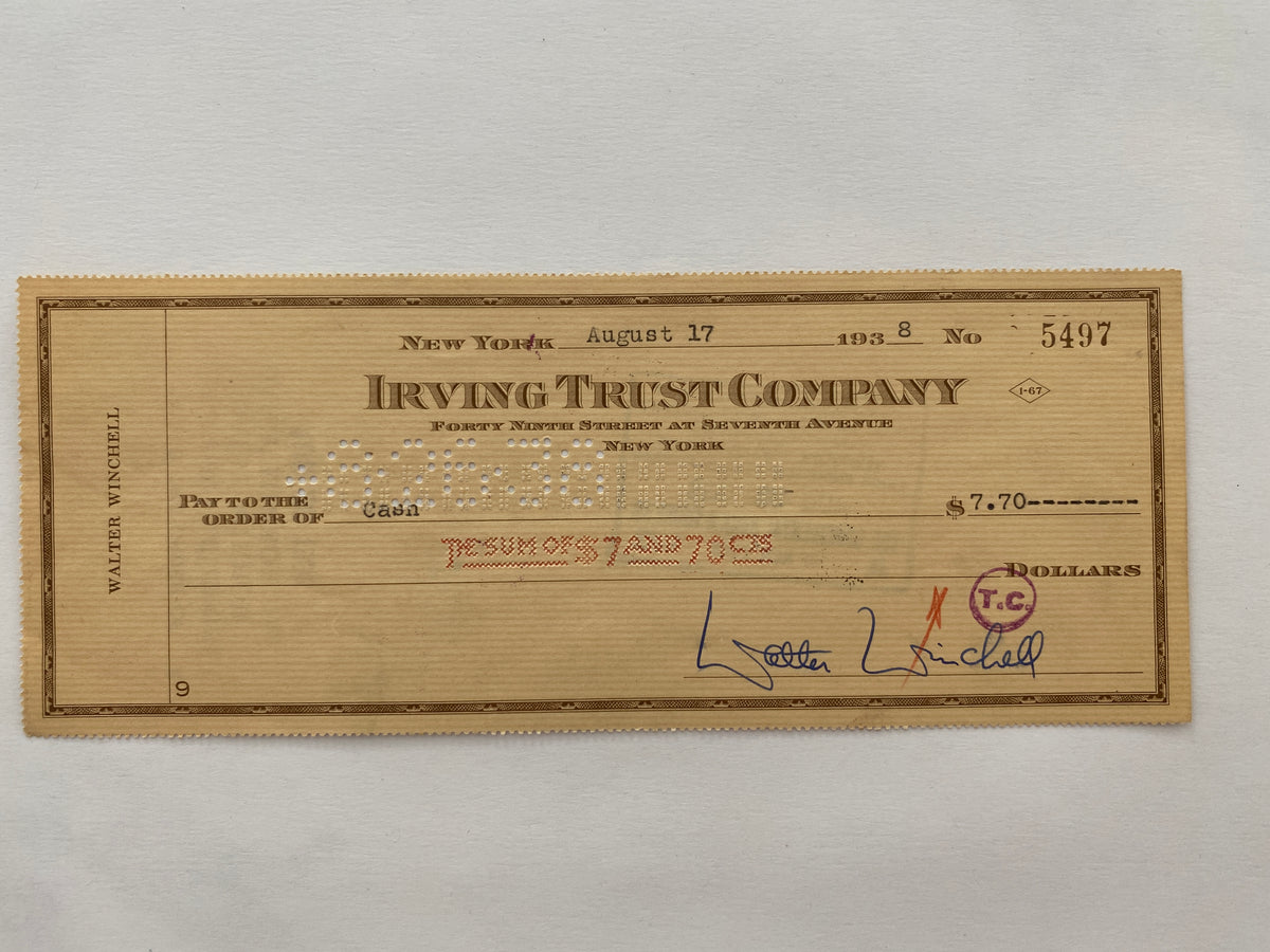 Walter Winchell signed check