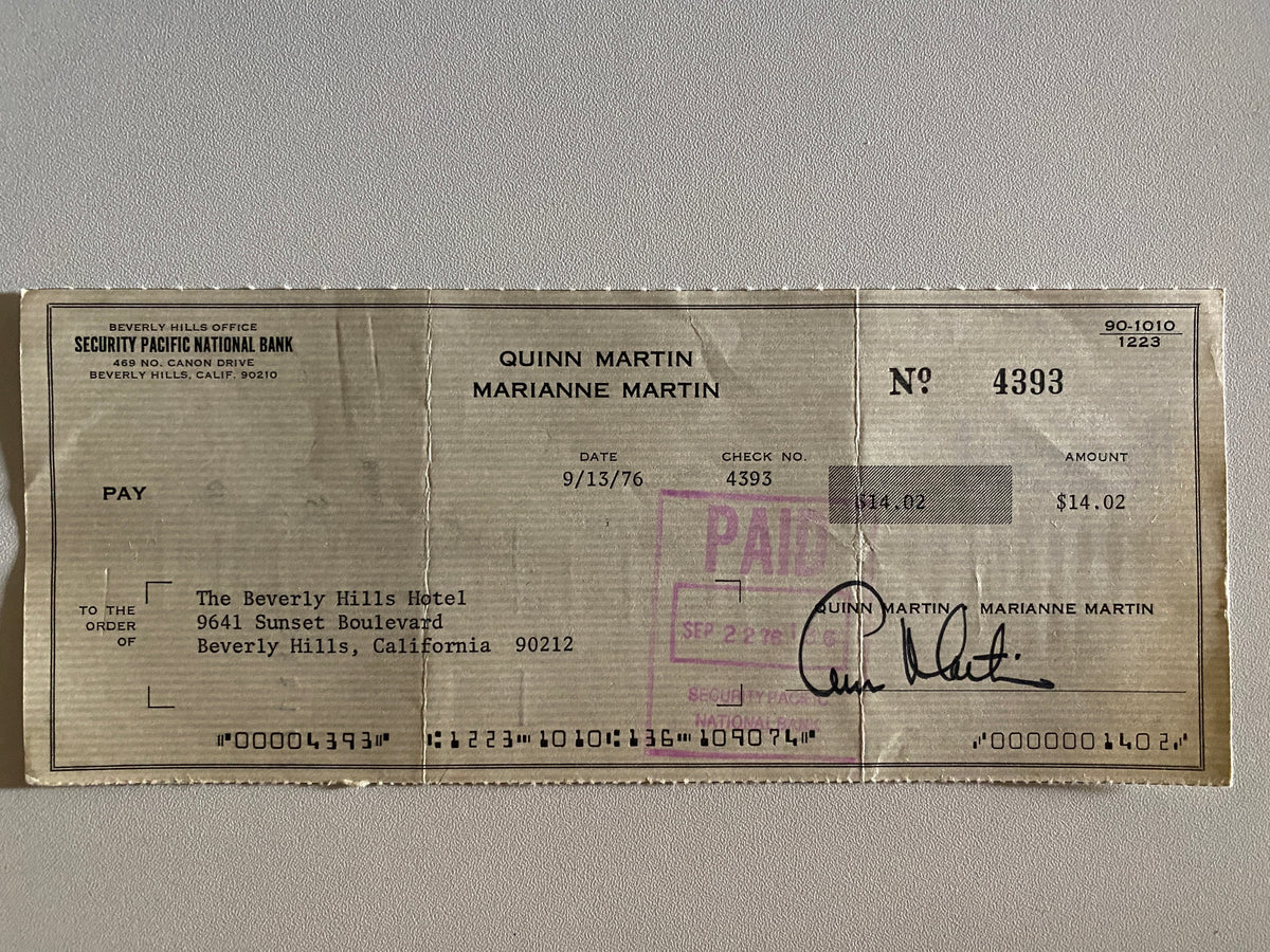 Quinn Martin signed check