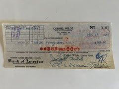 Cornel Wilde signed check