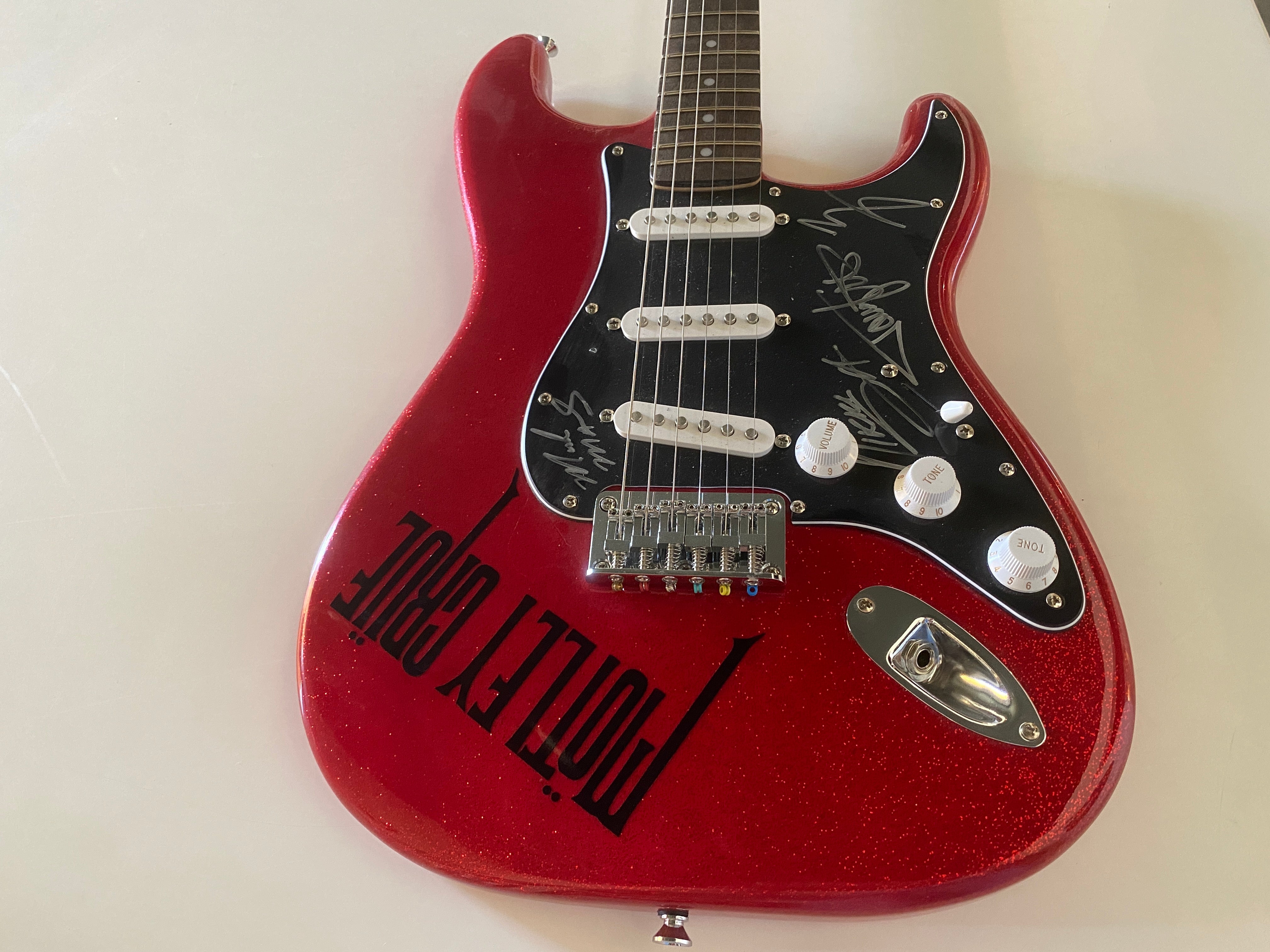 Motley Crue band signed guitar