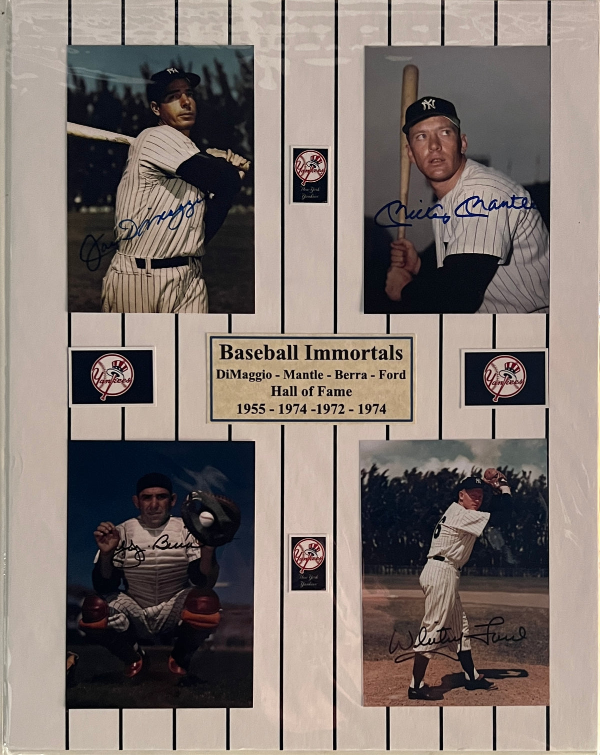 Joe DiMaggio, Whitey Ford, Yogi Berra and Mickey Mantle signed photo