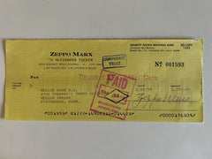 Zeppo Marx signed check