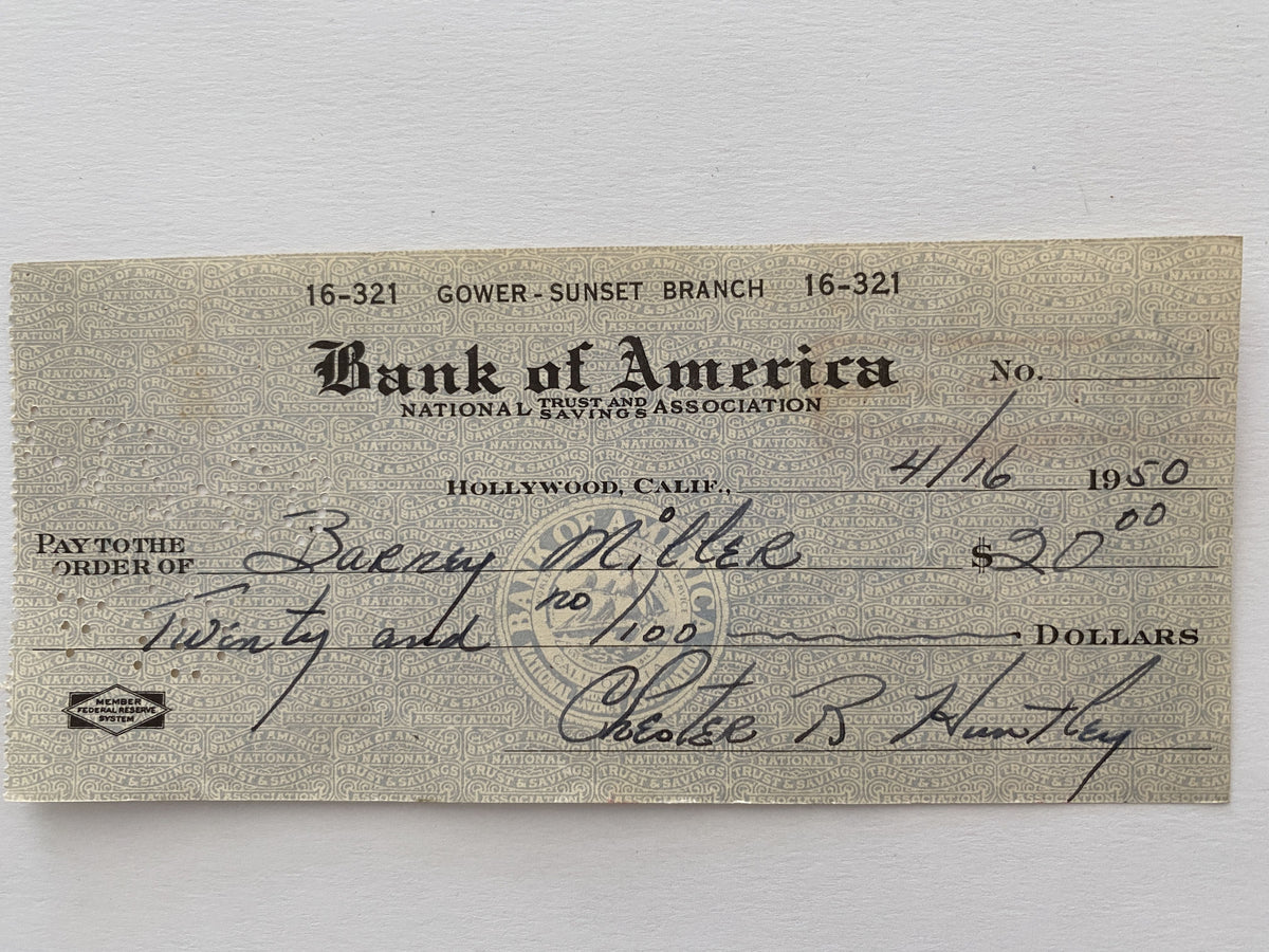 Chester Huntley signed check