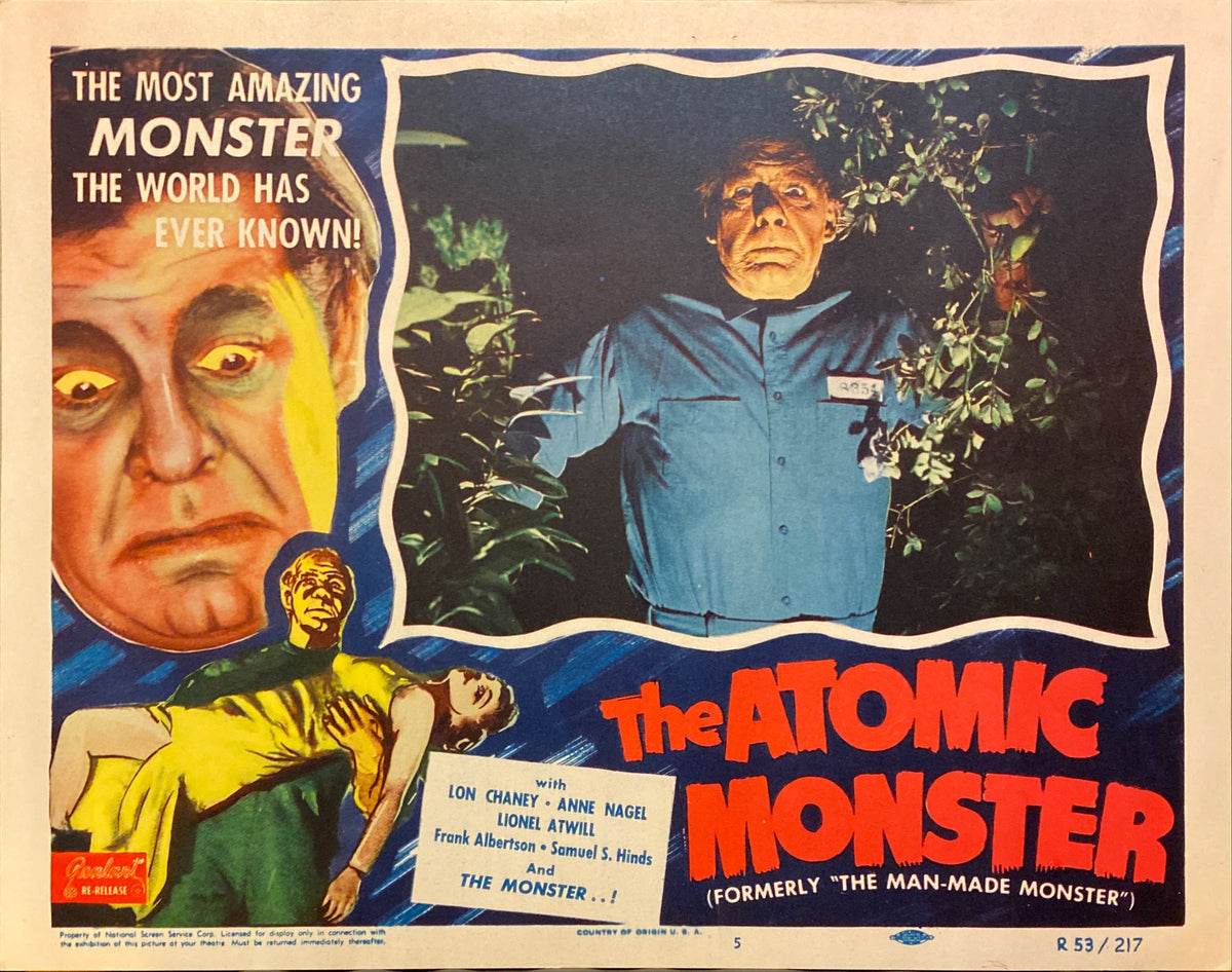 Lon Chaney, Jr. and Lionel Atwill "The Atomic Monster" original Lobby Card