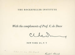 Nobel Prize Winner Christian de Duve signed card