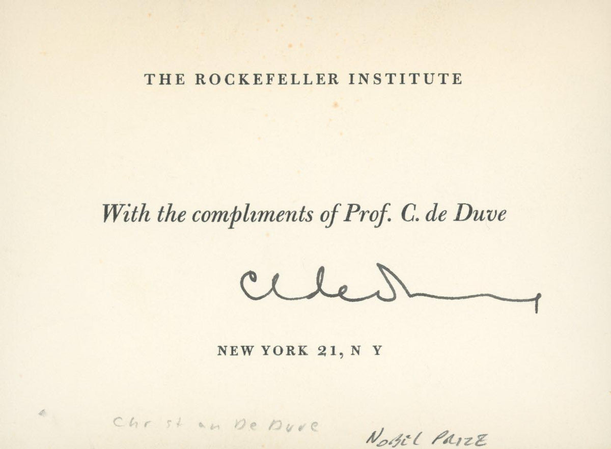 Nobel Prize Winner Christian de Duve signed card