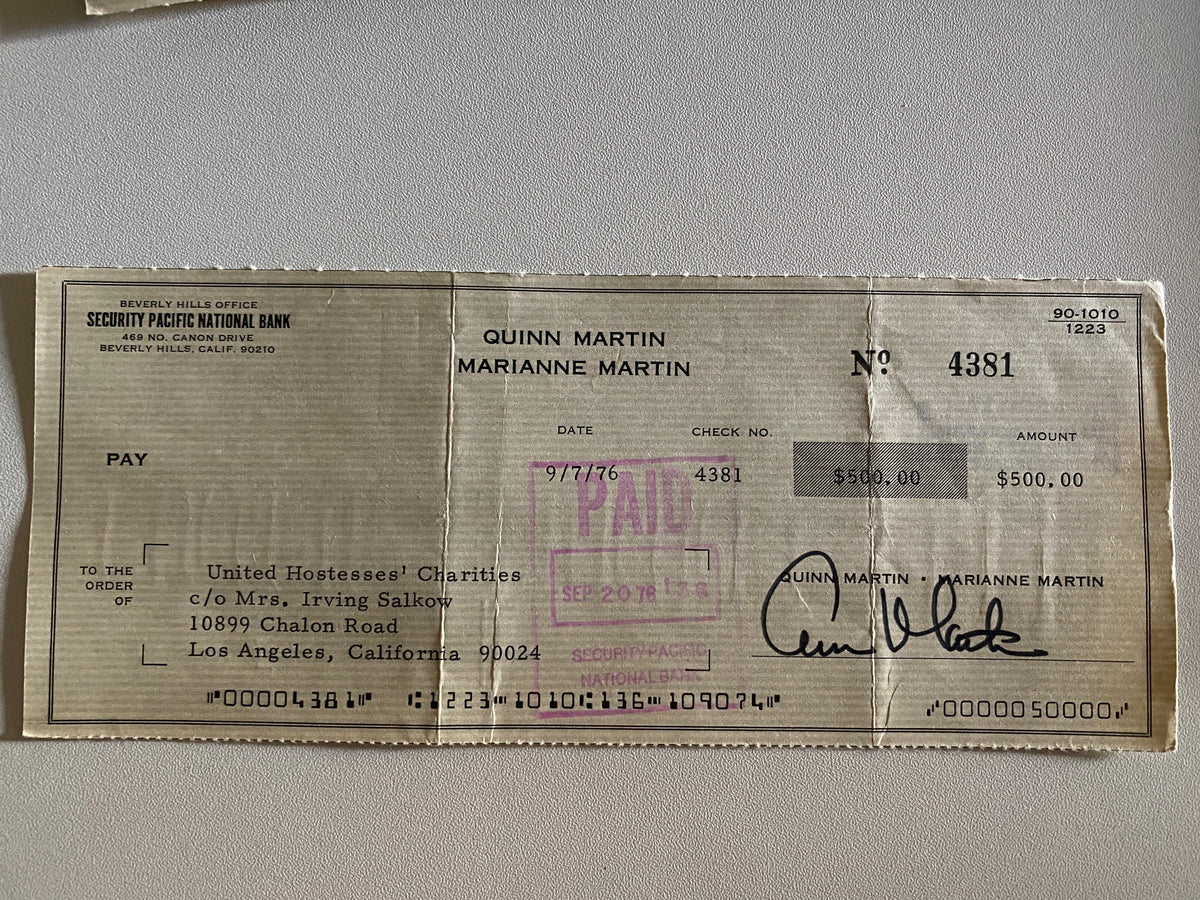 Quinn Martin signed check