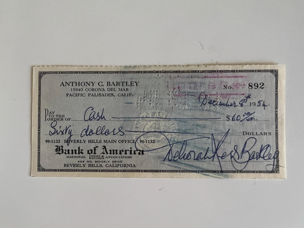 Deborah Kerr signed check