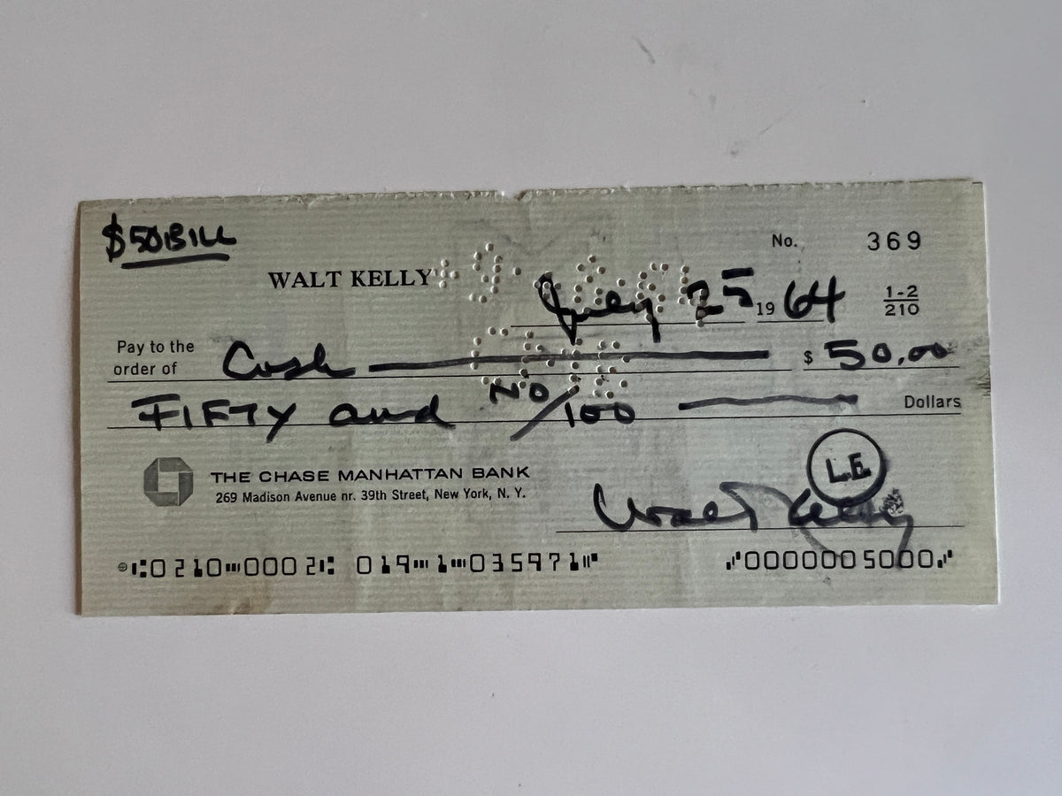 Walt Kelly signed check