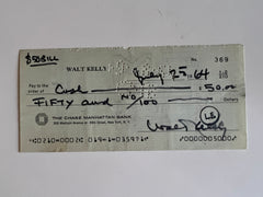 Walt Kelly signed check