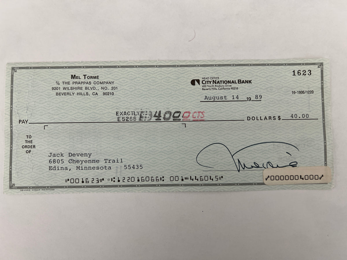Mel Torme signed check