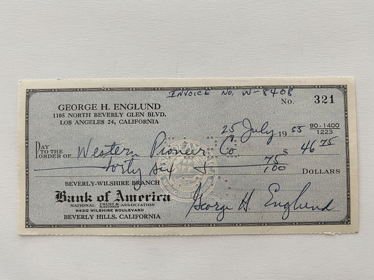 George Englund signed check