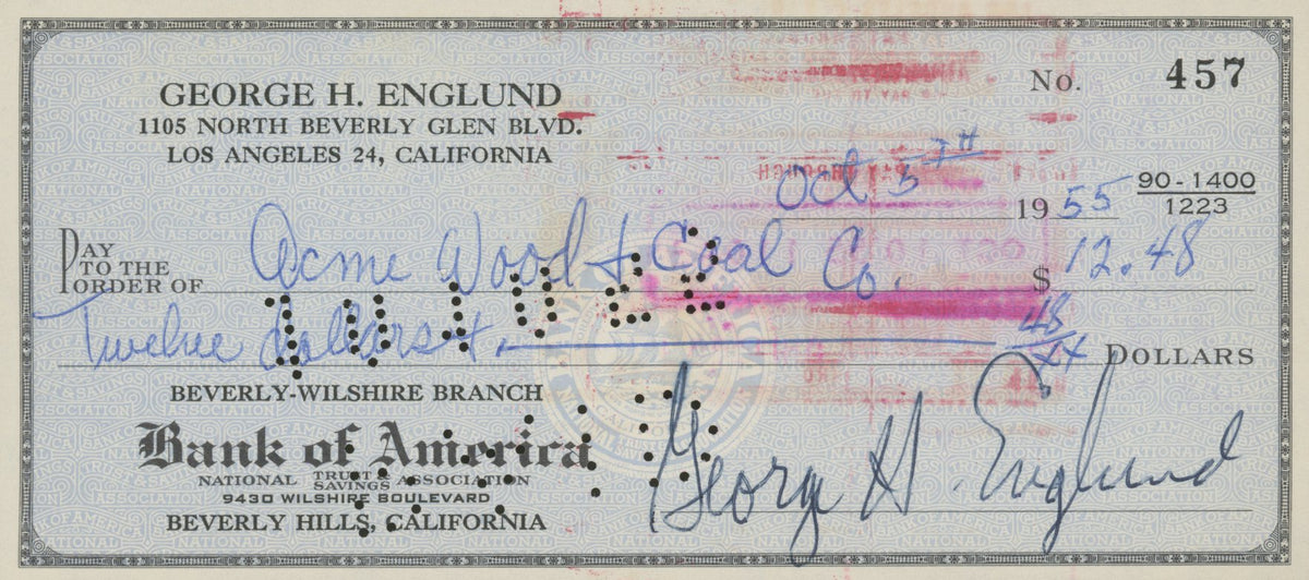 George Englund signed check