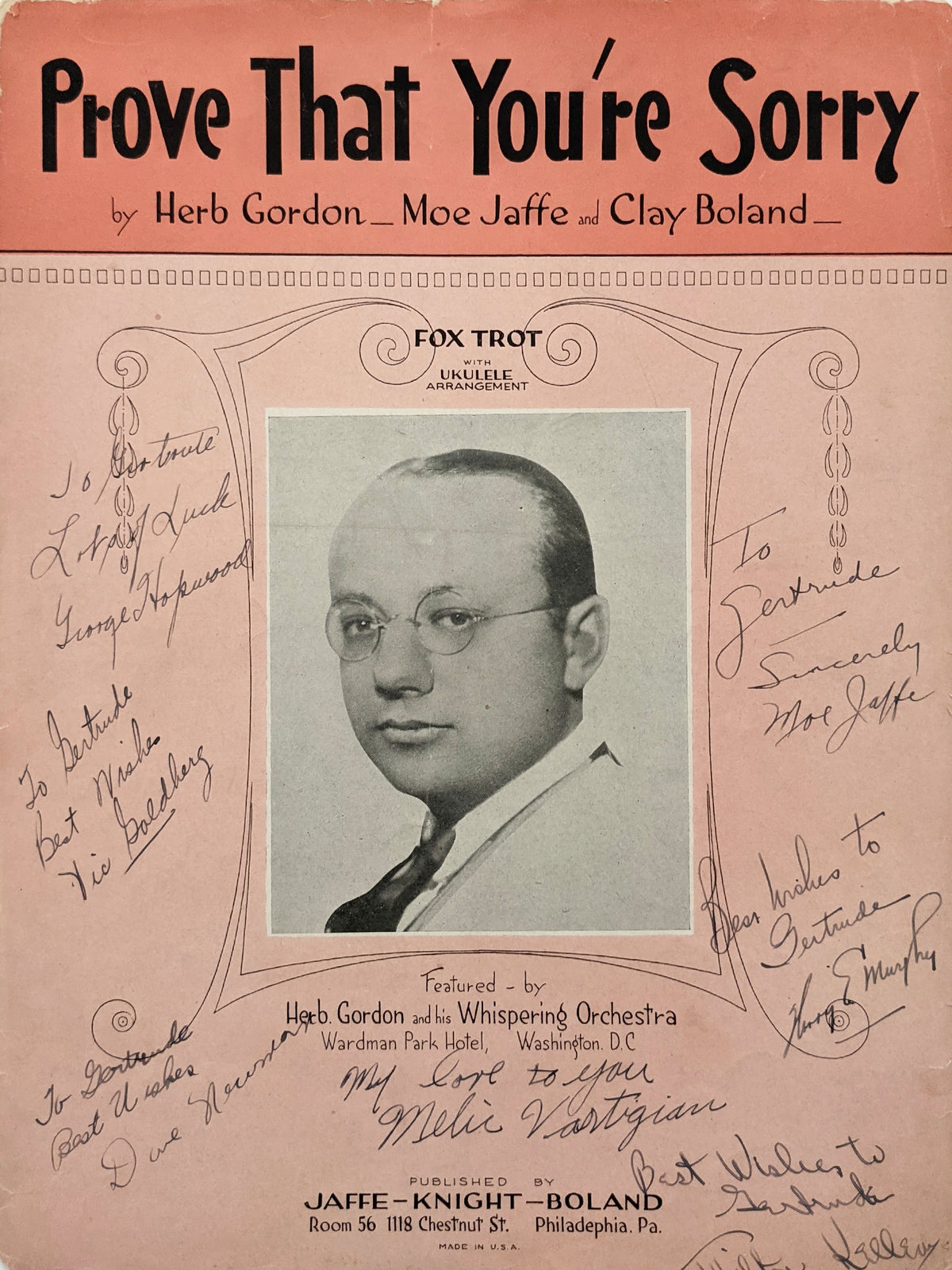 Prove That You're Sorry signed sheet music
