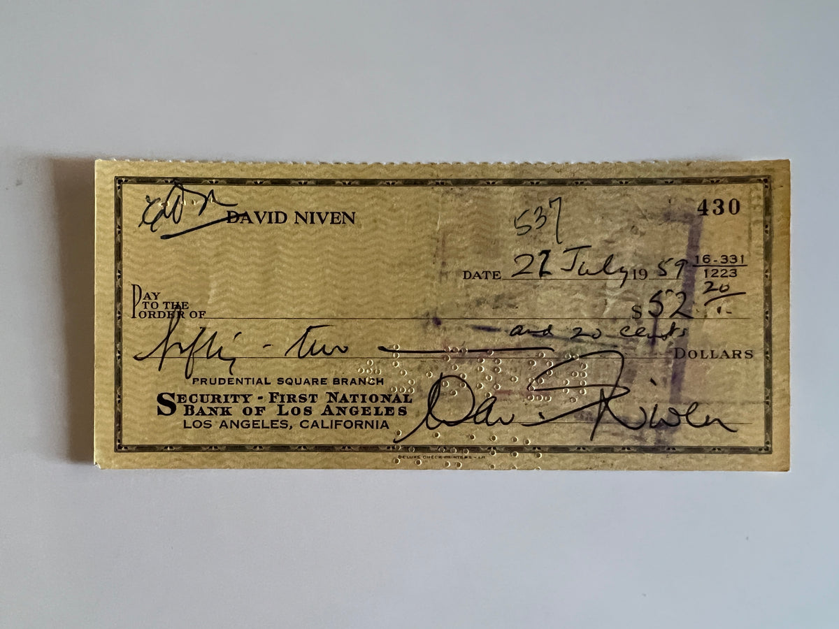 David Niven signed check