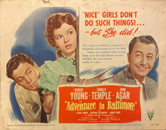 Robert Young and Shirley Temple "Adventure In Baltimore" original Lobby Card
