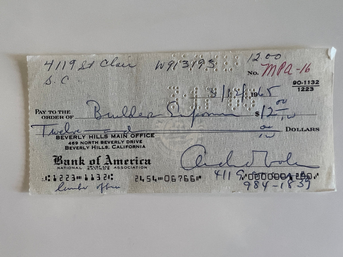 Arch Oboler signed check