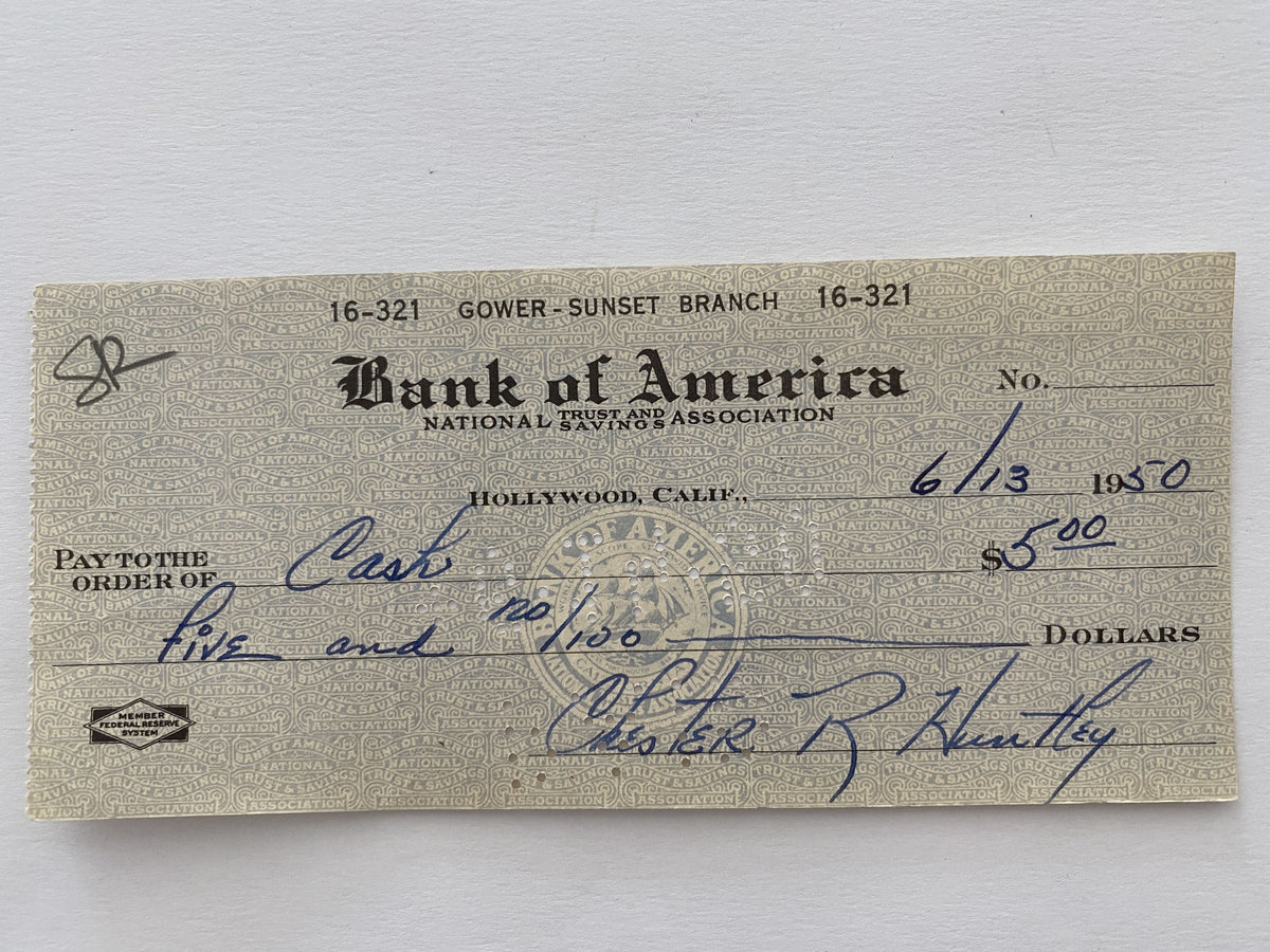 Chester Huntley signed check