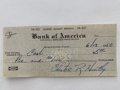 Chester Huntley signed check