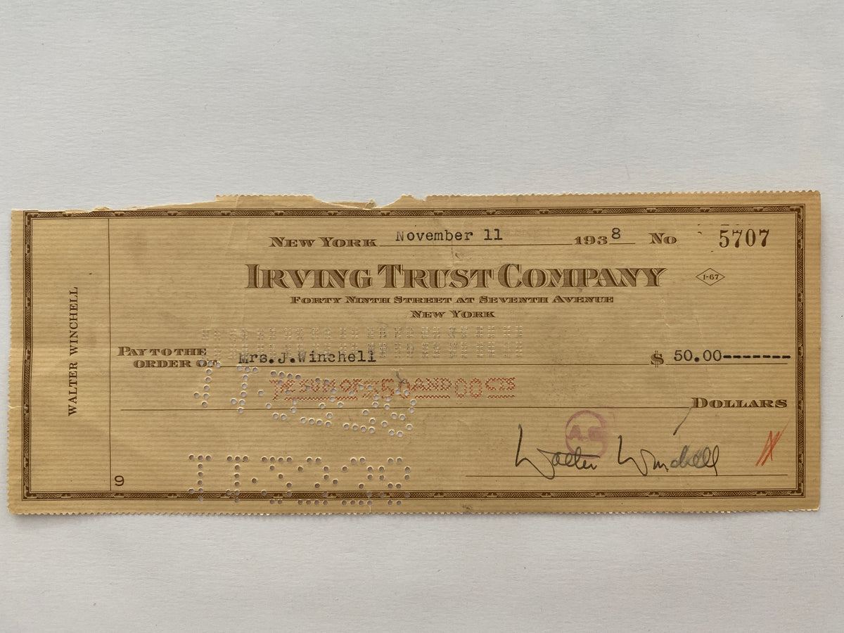Walter Winchell signed check