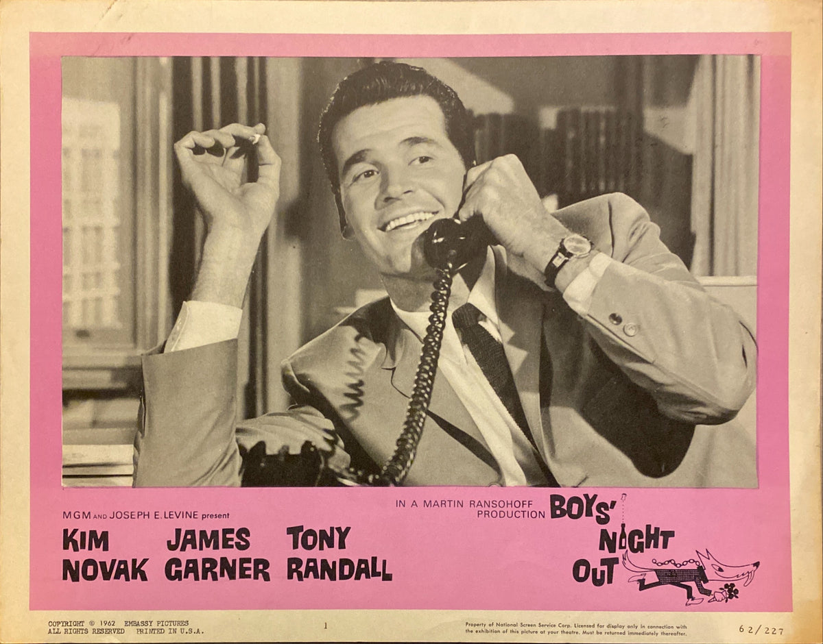 Kim Novak, James Garner, and Tony Randall "Boys' Night Out" original Lobby Card